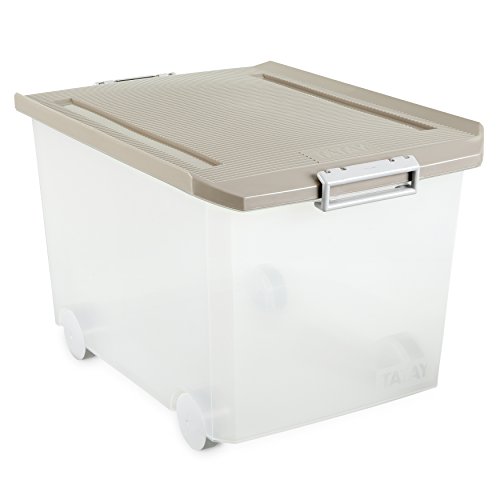 Tatay - Caja de Almacenaje Multiusos Bajo Cama con Tapa y Ruedas de 60 L de Capacidad. Plástico Polipropileno Libre de BPA. Forma Rectangular, Beige, Medidas 56.5 x 40 x 36.2 cm (L x An x Al)