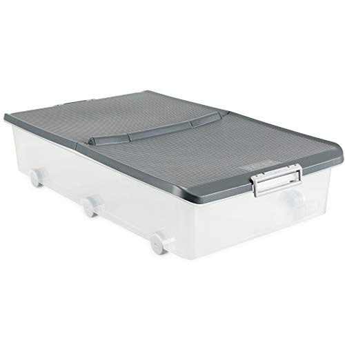 Tatay - Caja de Almacenaje Multiusos Bajo Cama con Tapa y Ruedas de 63 L de Capacidad. Plástico Polipropileno Libre de BPA. Forma Rectangular, Medidas 45 x 78 x 18 cm (L x An x Al)