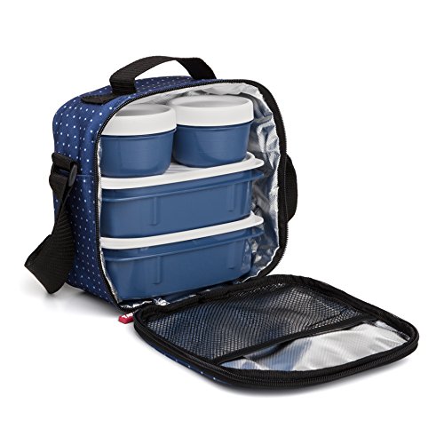 TATAY Urban Food Casual - Bolsa térmica porta alimentos con 4 tapers herméticos incluidos, 3 litros de capacidad, Azul, 22.5 x 10 x 22 cm