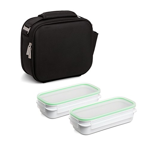 TATAY Urban Food Shell - Bolsa térmica Porta Alimentos con 2 tapers herméticos incluidos, 5,6 litros de capacidad, Poliéster, Negro, 28 x 13.5 x 23.5