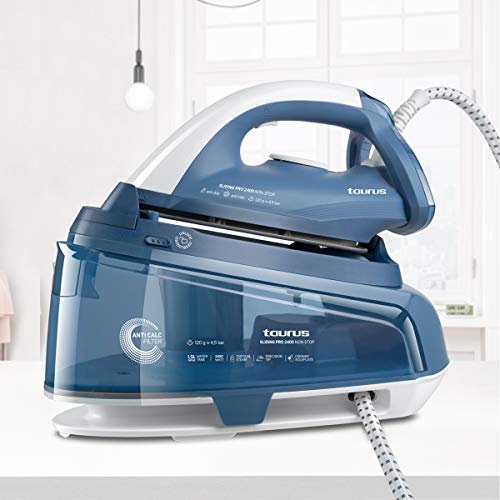 Taurus 918688000 Sliding Pro 2400-Centro de Planchado Non Stop de Rellenado Continuo sin desconectar, Elimina el 99,9999% de Virus y bacterias, 120 g/min, 1.5L, Cerámica