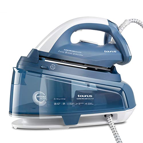 Taurus 918688000 Sliding Pro 2400-Centro de Planchado Non Stop de Rellenado Continuo sin desconectar, Elimina el 99,9999% de Virus y bacterias, 120 g/min, 1.5L, Cerámica