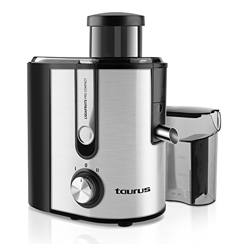 Taurus 924.722 Liquafruits Pro Compact-Licuadora (500 W, 2 velocidades, Sistema antigoteo, Filtro Extraible de Acero Inoxidable), Negro y Gris, 1 Liter, 0 Decibelios