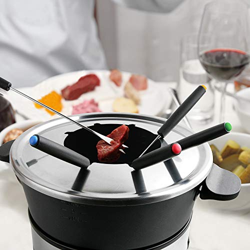 Taurus FF2 Fondue para 8 Personas, 100 W, Capacidad de 2 L, Olla Libre de PFOA, Color en Acero Inoxidable Negro, Plata