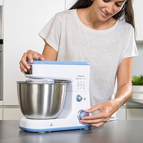 Taurus Mixing Chef Compact - Batidora amasadora con sistema planetario, 5 funciones, 6 velocidades, Función turbo, Bol de 4 l, Acero inoxidable, 500 W