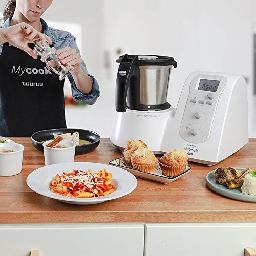 Taurus Mycook One Robot de Cocina Inteligente Multifunción, 1600 W, 2 litros, Plástico y Acero Inoxidable, 10 Velocidades, Embellecedor Gris