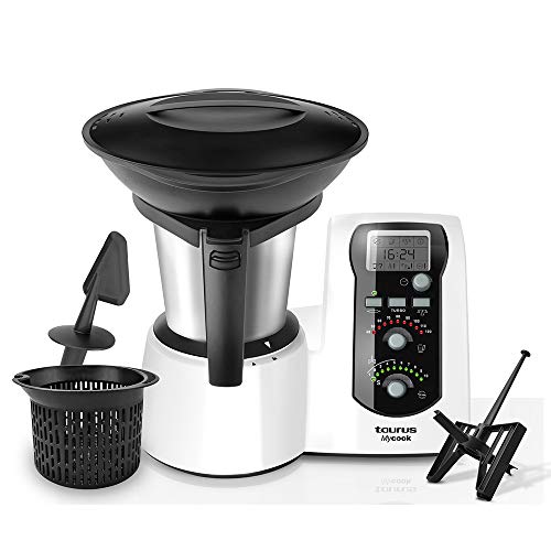 Taurus Mycook Robot de Cocina, 1600 W, 2 litros, Plástico|Acero Inoxidable, 10 Velocidades, Negro