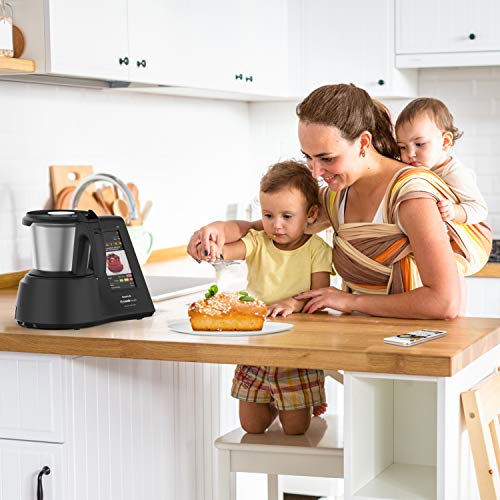 Taurus Mycook Touch Black Edition - Robot de Cocina, wifi, 1600W, 2L, hasta 140 grados, multifunción, más de 8000 recetas, Vaporera 2 niveles y cestillo