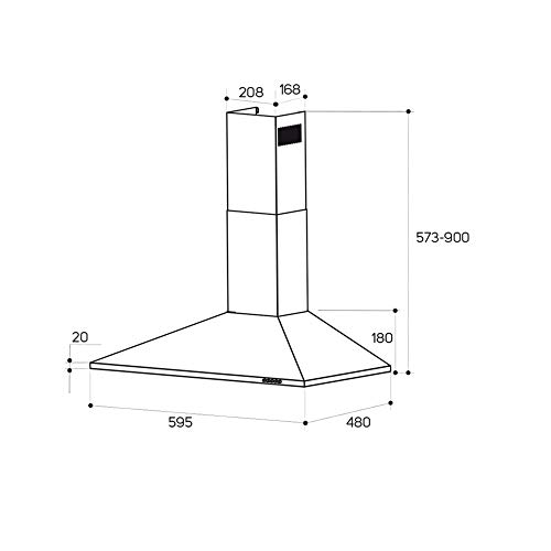 Taurus Scala 60 Inox - Campana extractora decorativa de 60 cm de 350 m3/h, 3 niveles de extracción, apta para cocinas sin salida de aire, 2 filtros de aluminio 5 capas, acero inoxidable, color plata