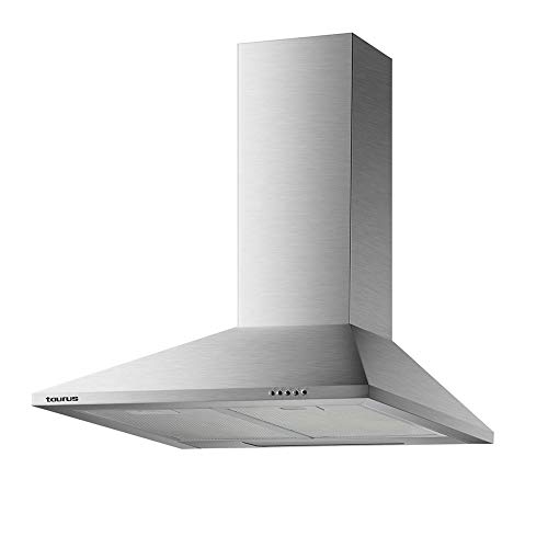 Taurus Scala 60 Inox - Campana extractora decorativa de 60 cm de 350 m3/h, 3 niveles de extracción, apta para cocinas sin salida de aire, 2 filtros de aluminio 5 capas, acero inoxidable, color plata