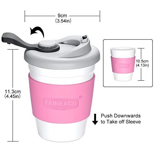 Taza de Café para llevar con Tapa, Mug Café Reutilizable con Manga Antideslizante, Coffee To Go Ecológica de Viaje con sin BPA, Vasos de Café apto para Lavavajillas y Microondas, 340ml (12 oz)