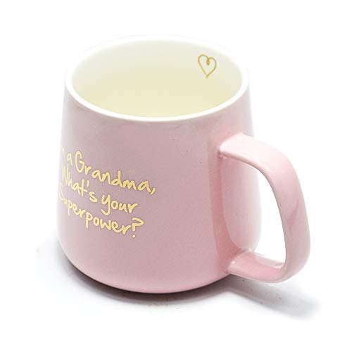 Taza de la Abuela I’m a Grandma,What’s Your Superpower? Rosado Taza de café de cerámica Mejores Regalos para la Abuela Porcelana Taza de té para el Dia de la Madre Regalos de Cumpleanos 11 oz