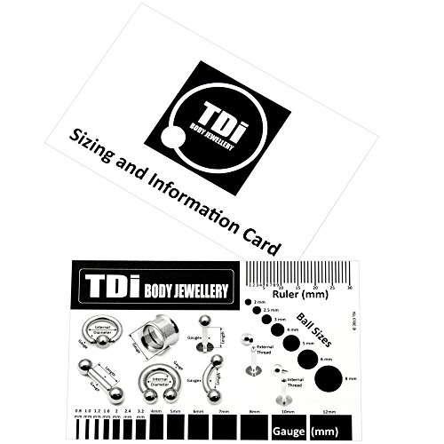 TDi Body Jewellery Blanco Star (on Black) | Piercing para la Barriga Logo | El Ombligo de Fotos de Madera de Bar | 1,6 x 10 mm | Más de 80 Styles - Busca TDiLBB