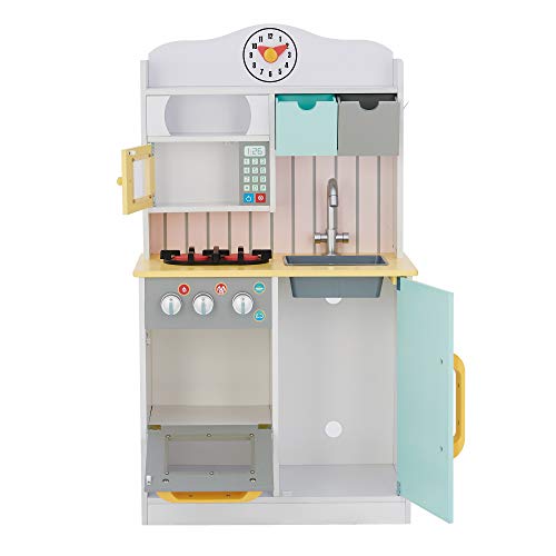 Teamson Kids TD-11708AR Florence-Cocina de Juegos de Madera, Color Blanco, Verde y Amarillo