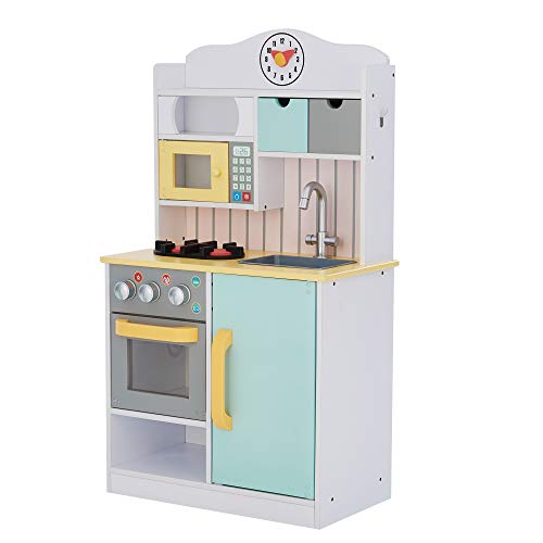 Teamson Kids TD-11708AR Florence-Cocina de Juegos de Madera, Color Blanco, Verde y Amarillo