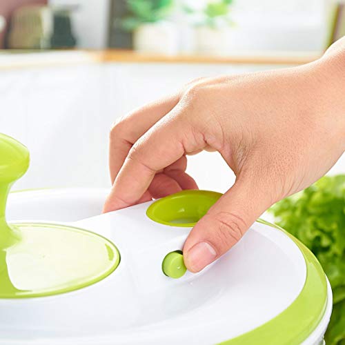 Tebery Spinner de ensalada grande BPA Free-Manual Secador de lechuga y lavadora de vegetales con diseño de secado rápido, lechuga escurridora y vegetales con facilidad, incluido el tazón de plástico t