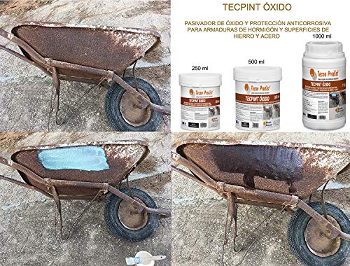 TECPINT OXIDO de Tecno Prodist - 500 ml - Pasivador de óxido al agua - protección anticorrosiva para armaduras – convertidor y transformador de oxido para superficies de hierro y acero