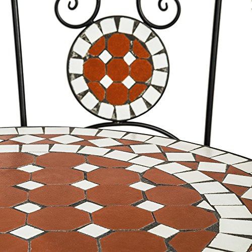 TecTake 401637 - Conjunto de Muebles de jardín Mosaico Mesa con sillas terraza Metal cerámica