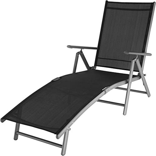 TecTake 800713 Tumbona Plegable, Respaldo Reclinable, Impermeable, Aluminio, Ideal Jardín Terraza Camping (Gris Oscuro | No. 403258)