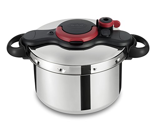 Tefal Clipso Minut Easy - Olla a Presión de 7.5 L con 5 Sistemas de Seguridad y Cierre fácil con Una Sola Mano, Acero Inoxidable, 24 cm