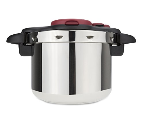 Tefal Clipso Minut Easy - Olla a Presión de 7.5 L con 5 Sistemas de Seguridad y Cierre fácil con Una Sola Mano, Acero Inoxidable, 24 cm