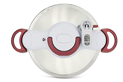 Tefal Clipso Minut Perfect - Olla a Presión de 7.5L de Acero Inoxidable Roja con 5 sistemas de seguridad y cierre fácil con una sola mano con cestillo Vapor Integrado, diámetro de 24 cm