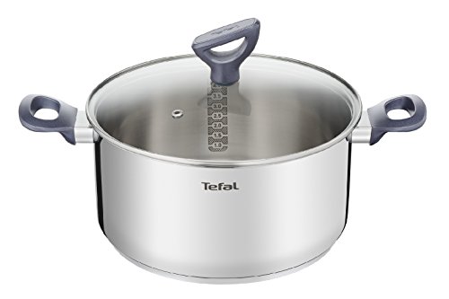 Tefal Daily Cook - Cacerola acero inoxidable con Tapa de 20 cm, 3 Litros, base reforzada, aptas para todo tipo de cocinas incluido inducción, gran conductividad y resistencia con materiales reciclados