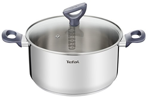 Tefal Daily Cook - Cacerola acero inoxidable con Tapa de 24 cm, 4 Litros, base reforzada, aptas para todo tipo de cocinas incluido inducción, gran conductividad y resistencia con materiales reciclados