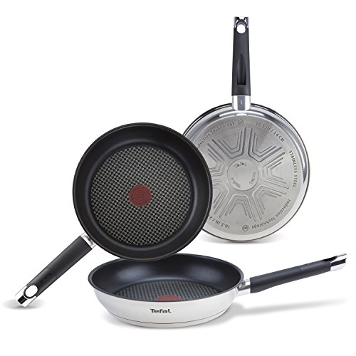 Tefal Emotion - Juego de 3 Sartenes Aluminio de 20, 24 y 26 cm, Antiadherente libre de PFOA, Thermospot para Control de Temperatura, para Todo Tipo de Cocinas Incluido Inducción