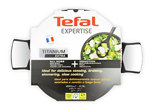 Tefal Expertise - Cacerola 20 cm y 2.9 L de capacidad, con tapa, antiadherente con extra de titanio, aptas para todo tipo de cocinas incluido inducción