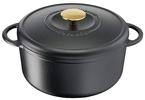 Tefal Heritage Cacerola 21 cm, Hierro Fundido, 3,3 litros, Tapa potenciadora de condensación, retención del Calor, Fuego Lento, guisos, caramelización, Apto para Todo Tipo de cocinas, Cast Iron