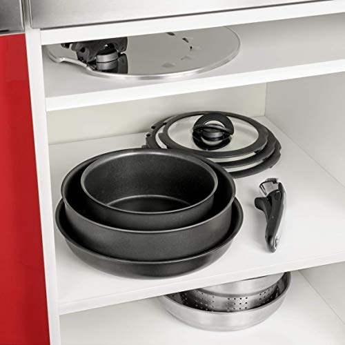 Tefal Ingenio Expertise - Set de 3 cazos de aluminio con mango extraíble de 16, 18 y 20 cm con 1,5, 2 l y 2,5 l de capacidad, antiadherente y extra de titanio, todo tipo de cocinas incluido inducción