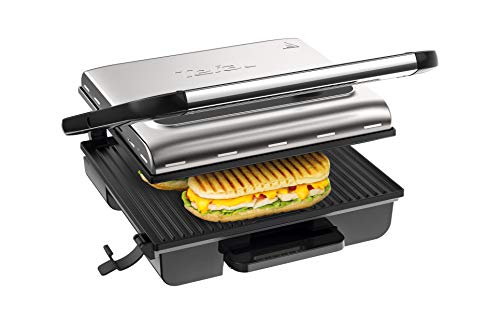 Tefal Inicio Adjust Grill Con Termostato, 2000 W, Acero Inoxidable/Termoplástico, Plateado