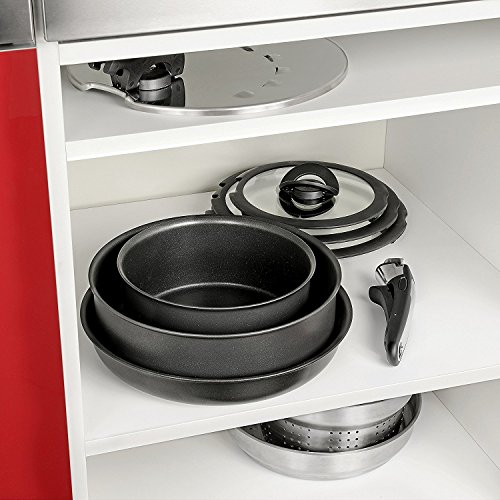 Tefal L6549702 Set de sartenes 22 y 26 cm + cazos de 18 y 20 cm + guisera de 24 cm + 2 Tapas + espátula + 2 Mangos Intercambiables, Aluminio, Negro