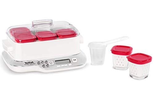 Tefal Multidelices Express YG6601 - Yogurtera Eléctrica con 5 Programas y Función Exprés de 4 Horas, Incluye 6 Vasos Yogurtera con Tapa, Bandeja y Libro de Recetas, para Hacer Yogures Artesanos