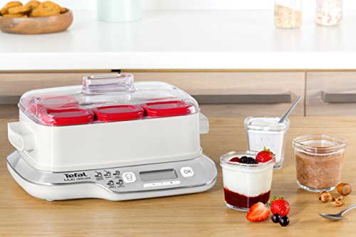 Tefal Multidelices Express YG6601 - Yogurtera Eléctrica con 5 Programas y Función Exprés de 4 Horas, Incluye 6 Vasos Yogurtera con Tapa, Bandeja y Libro de Recetas, para Hacer Yogures Artesanos