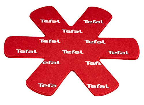 Tefal Pack de 4 protectores de ollas y sarténes, Tela, Rojo, 38x36x0.15 cm