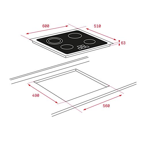 Teka | Placa Vitrocerámica | Modelo TZ6415 | 4 zonas Integrado Cerámico Vidrio Touch Control | Negro