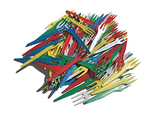 Tenedores francés desechables plástico multicolor - 100 unidades