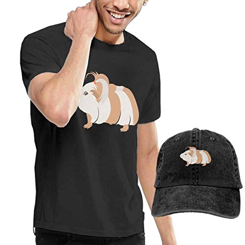 Tengyuntong sunminey Homme T- T-Shirt Polos et Chemises Men's Guinea Pig Silkie-01 T-Shirts Pullover with Denim Hat