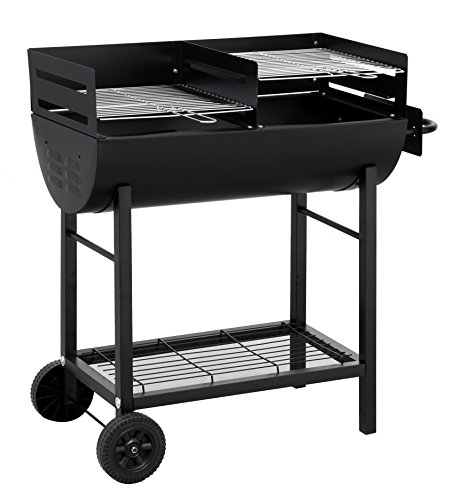 Tepro Detroit Parrilla Barril Carbón Vegetal Negro - Barbacoa (Parrilla, Carbón Vegetal, Barril, Parrilla, Negro, Rectangular)