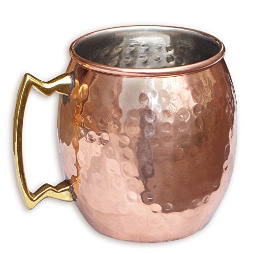 Terashopee (Set of 4) Copper Mug for Moscow Mules 560 Ml / 18 Oz Inside Nickle Hammered Best Quality Lacquered Finish Mule Cup, Moscow Mule Cocktail Cup, Copper Mugs, Cocktail Mugs by TeraShopee