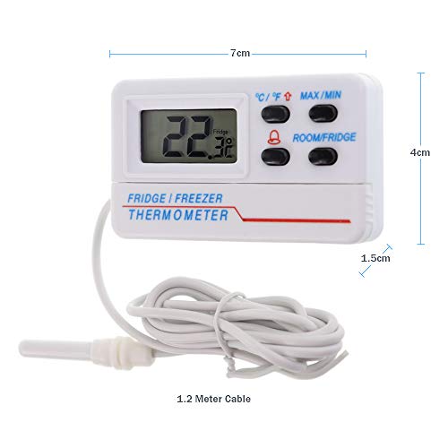 Termómetro digital para nevera, con alarma de advertencia, temperatura máxima y mínima y sonda de 1,2 m