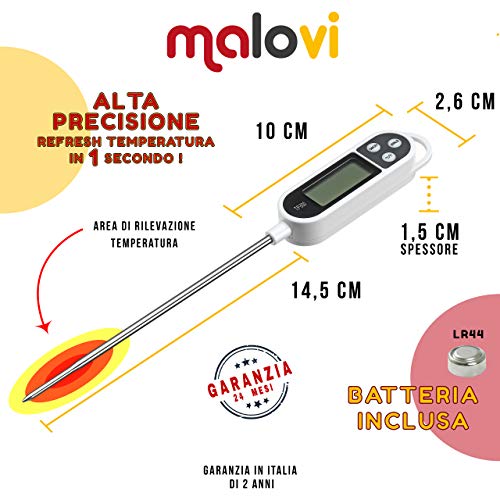 Termómetro Electrónico Profesional de Alta Precisión, Para cocina, Acero Inoxidable, Pantalla Digital Lcd, Apto para Alimentos Líquidos, Barbacoa de Carne, Asado, Vino, Leche, Agua, Bañera