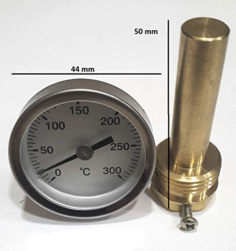 Termómetro para Puerta de hornos de leña, Escala de 0 a 300ºC con Vaina de 5 cm.