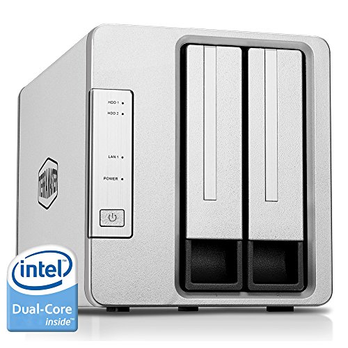 TerraMaster F2-221 Caja de Servidor NAS 2 bahías Intel Dual Core 2.0GHz 2GB RAM Plex Media Server Almacenamiento en Red(Sin Discos)