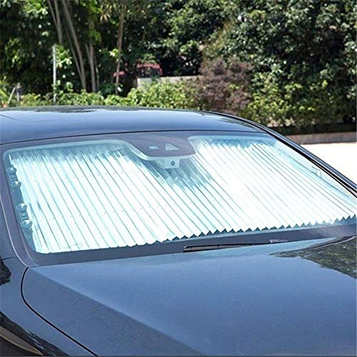 Terynbat Sombrilla de Parabrisas de automóvil, 140 65 cm Parasol retráctil automático Protector Solar Aislamiento térmico Frontal Parasol Parabrisas Interior Parabrisas Parasol