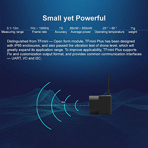 TFmini Plus Li-DAR módulo (sensor de distancia de corto alcance), módulo de sensor Li-DAR módulo de rango de un solo punto 0.1-12m rango de medición distancia de apoyo E/S, UART e I2C