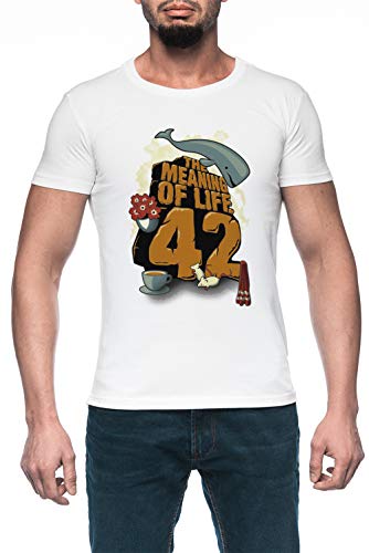 The Meaning of Life Hombre Blanco Camiseta Manga Corta Men's White T-Shirt