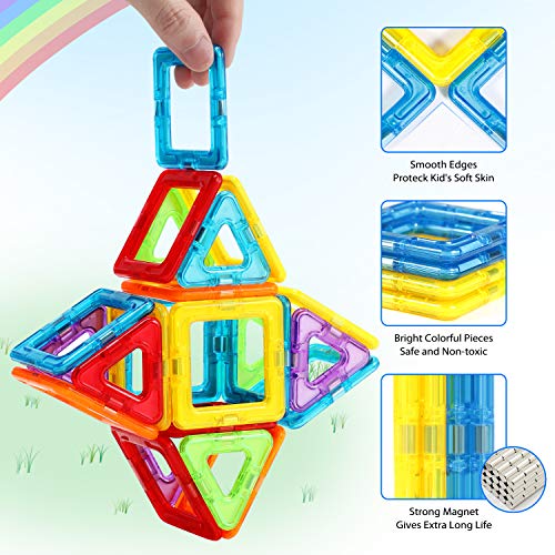 Theefun® Bloques de Construcción Magnéticos Set Arco Iris con 100 Piezas Inspira Set Estándar de Construcción - Juguetes Creativos y Educativos – Bolsa de Almacenamiento